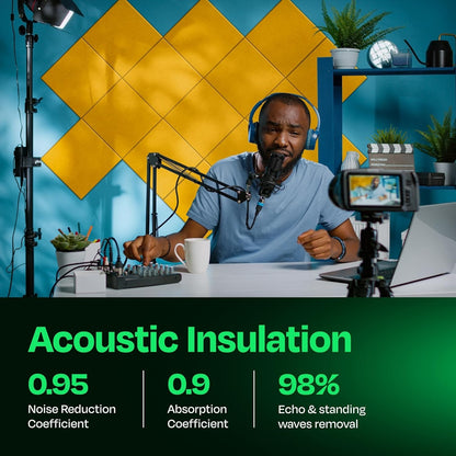 12-Pack Acoustic Wall Panels 12"x12"x0.4" High-Density Sound Dampening Tiles