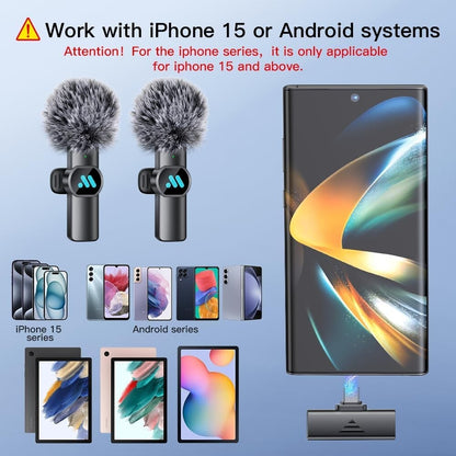 Leettus Black Interviews Vlog Short Video Wireless Lavalier Microphone 2pcs