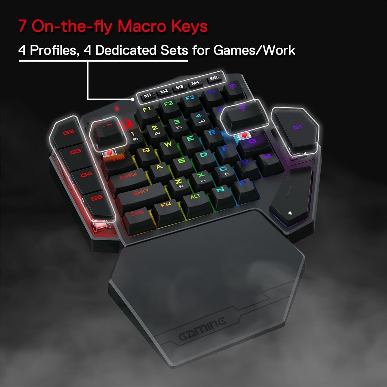 Redragon K585 DITI One-Handed RGB Mechanical Gaming Keyboard Rechargeable Blue