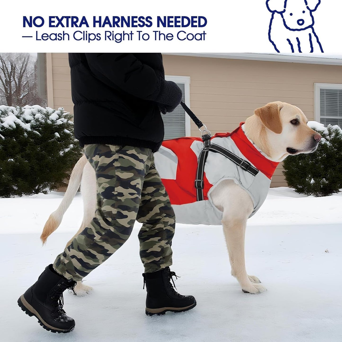 FUAMEY Dog Winter Jacket XS Waterproof Fleece Coat w/ Harness Loop Red