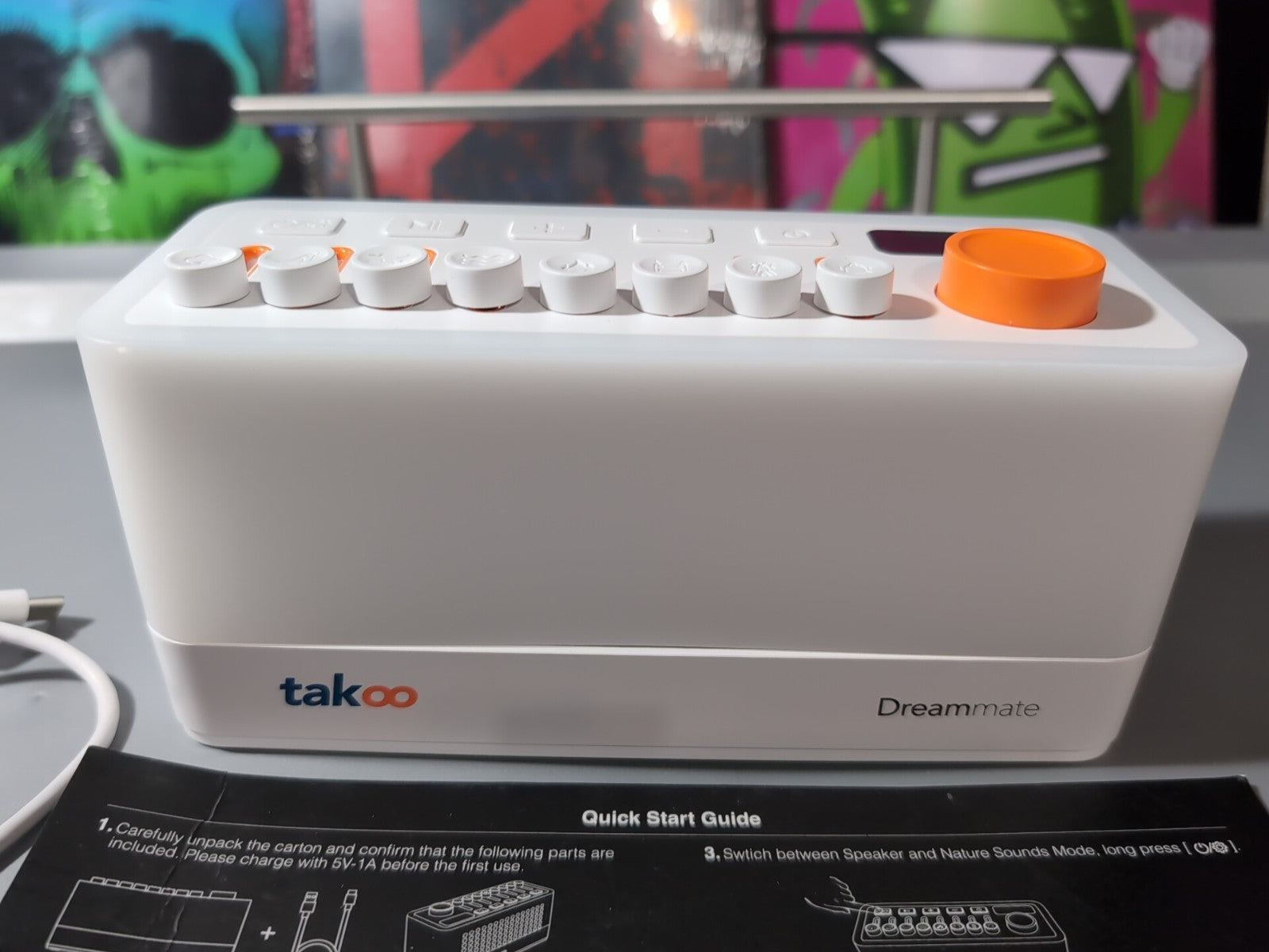 TAKOO 3-in-1 Sleep Sound Machine Bluetooth Speaker Night Light 12 Colors White