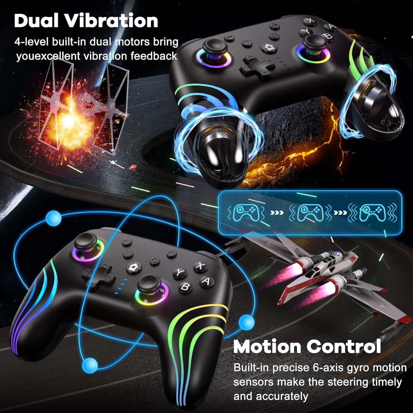 Wireless Gaming Controller Nintendo Switch CX-262 Full RGB Line Breathing LED