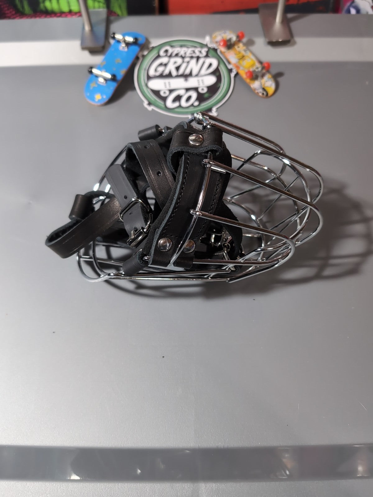 BRONZEDOG Wire Basket Dog Muzzle Size 4 Pitbull Amstaff Steel Leather Adjustable