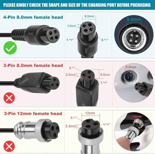 4 Prong Scooter Charger for Segway Ninebot S/S-MAX/Mini lite/Mini PRO, 63V 1.1A