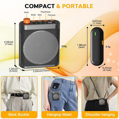 Wireless Voice Amplifier w/ 2 Magnetic Lavalier Mics Bluetooth PA Speaker