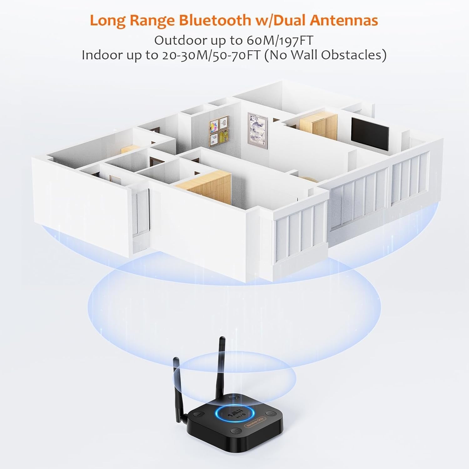 [Upgraded] 1Mii B06Pro Long Range Bluetooth Receiver Hifi Wireless Audio Adapter