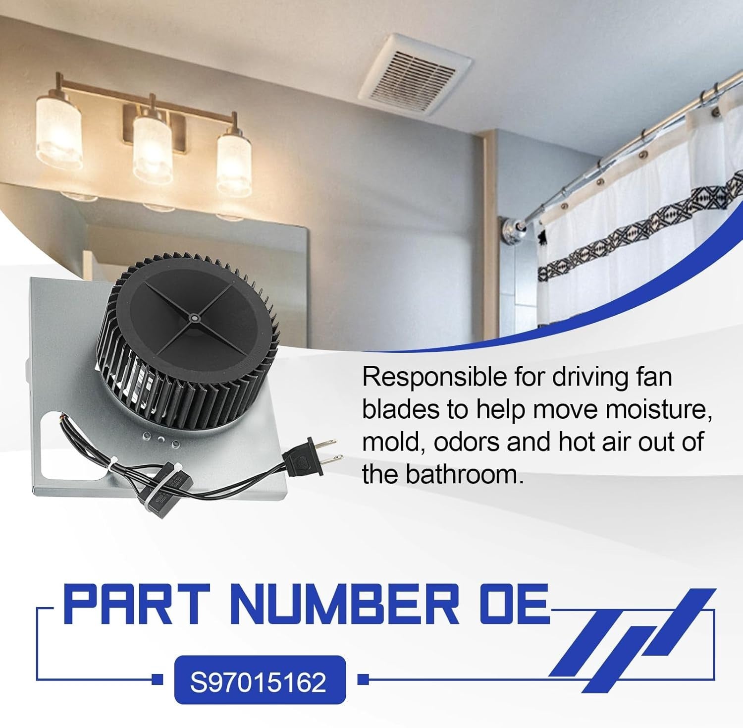 S97015162 Bathroom Exhaust Fan Motor Fits Broan/NuTone 110 CFM 8"x8¼"x5¾" Housin