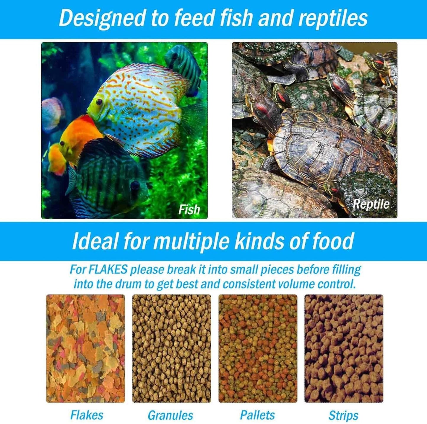 AquaMiracle Automatic Fish Feeder Programmable Timer Adjustable 200ml Drum