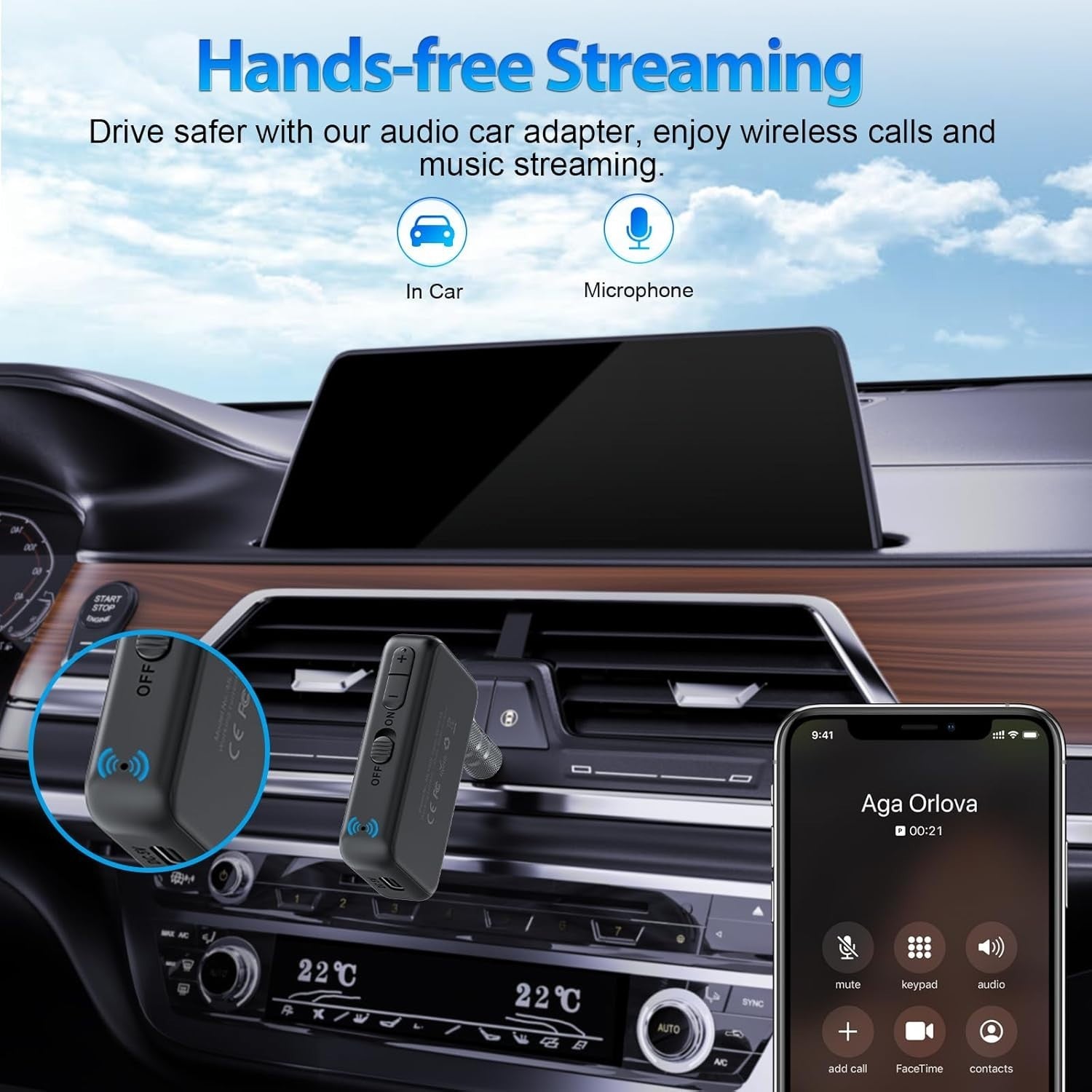 1Mii ML100Pro LDAC Bluetooth 5.3 Aux Adapter Receiver Car Home 10H Battery