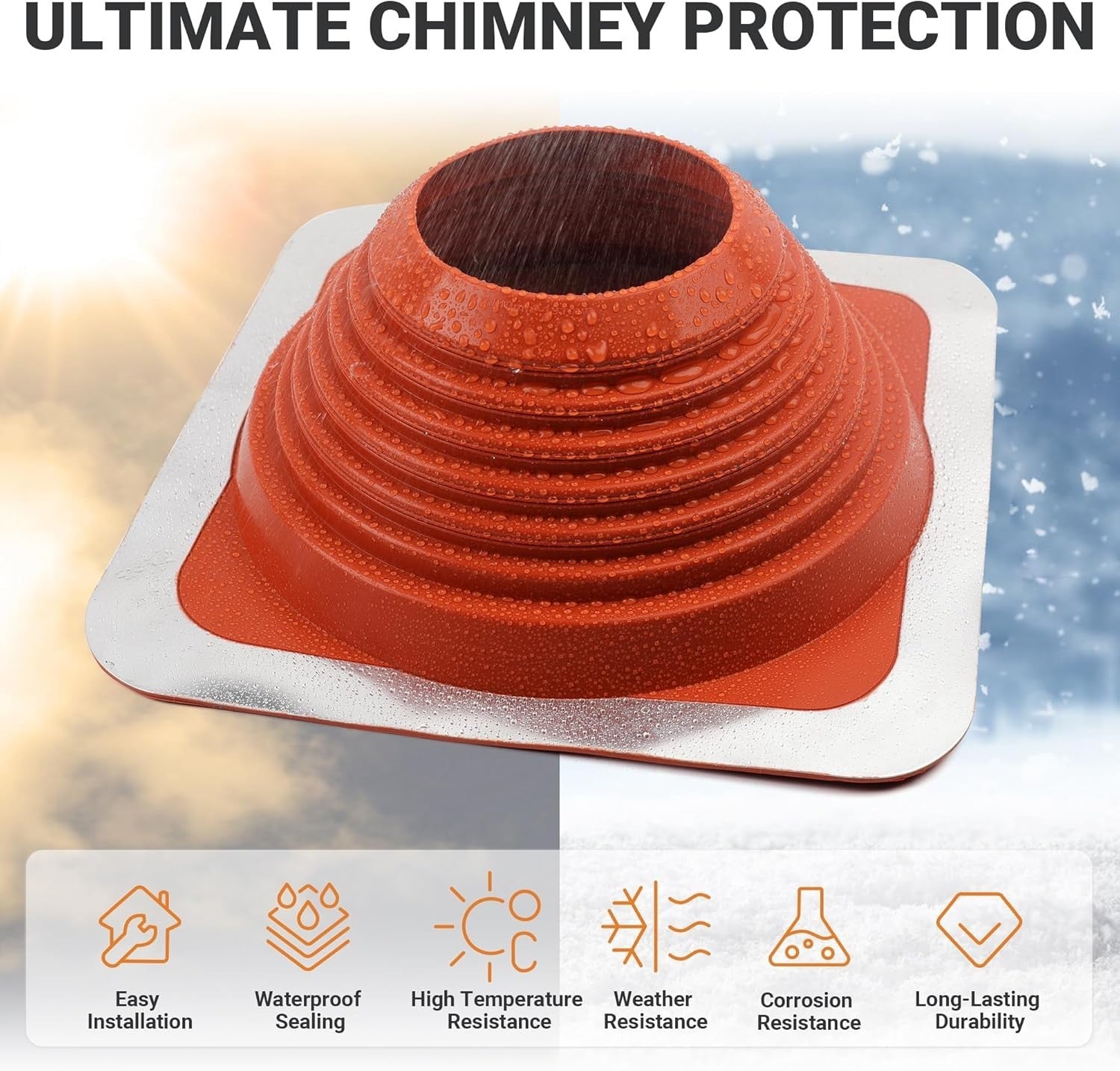 #7 High Temp Silicone Roof Pipe Flashing Boot 6–11in OD Metal Roof Vent Cover Sq