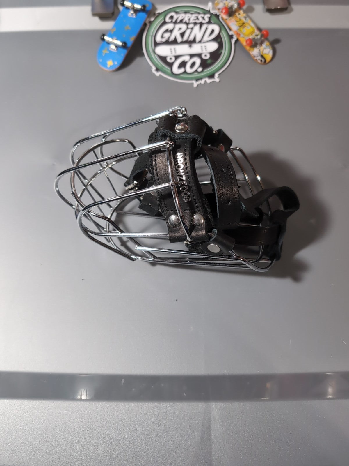 BRONZEDOG Wire Basket Dog Muzzle Size 4 Pitbull Amstaff Steel Leather Adjustable