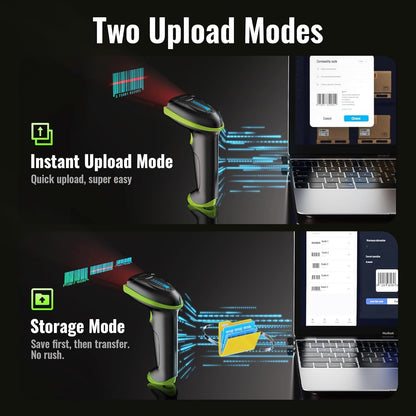 Tera Barcode Scanner Wireless Versatile Wireless + Wired USB Handheld Green NEW