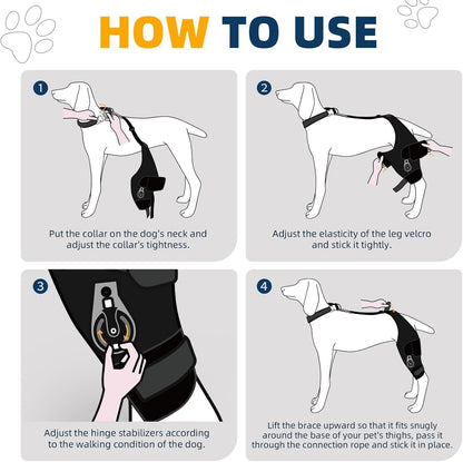 Adjustable Dog Knee Brace for Torn ACL Hind Leg - Rear Leg Limp - (Left Leg, XL)