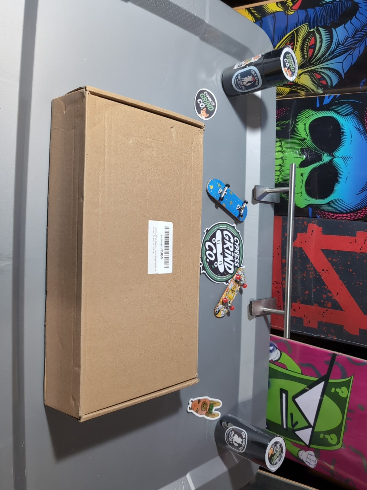 2 Pack Vertical Skateboard Wall Mount Wood Rack Holder Display Hanger Stand