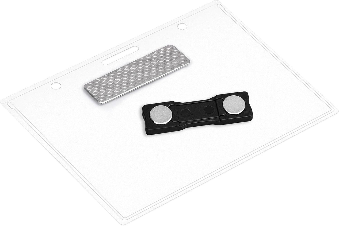 Magnetic Name Badge Holders 3x4" Clear Horizontal Plastic Sleeves (100 Pack)