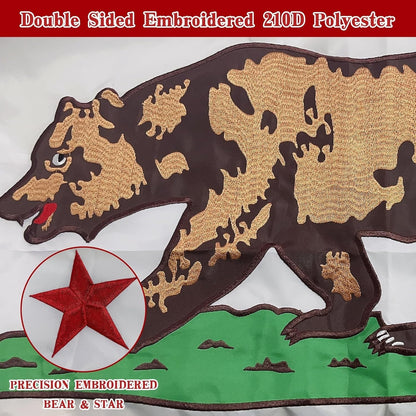 California Republic Flag 3x5 FT Outdoor – Embroidered Bear & Star, Heavy Duty