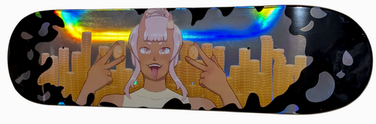 Wrong Money Skateboard Deck – 8" Medium Concave (Coin Girl Graphic) New Holo