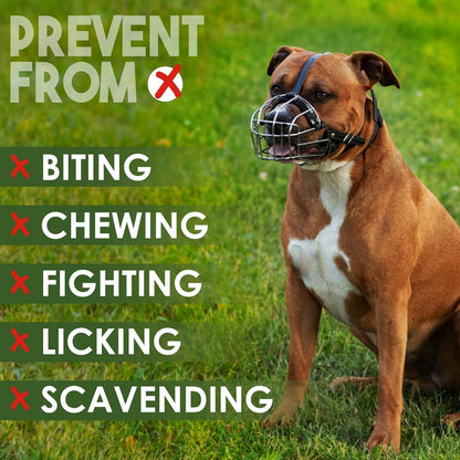 BRONZEDOG Wire Basket Dog Muzzle Size 4 Pitbull Amstaff Steel Leather Adjustable