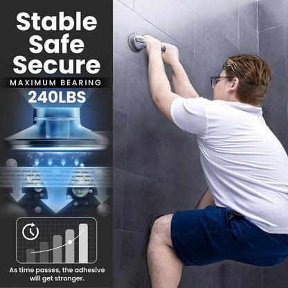  Shower Grab Bars 2 Pack, Suction Grab Bar Easy to Install 16.8” 2 Set Silver