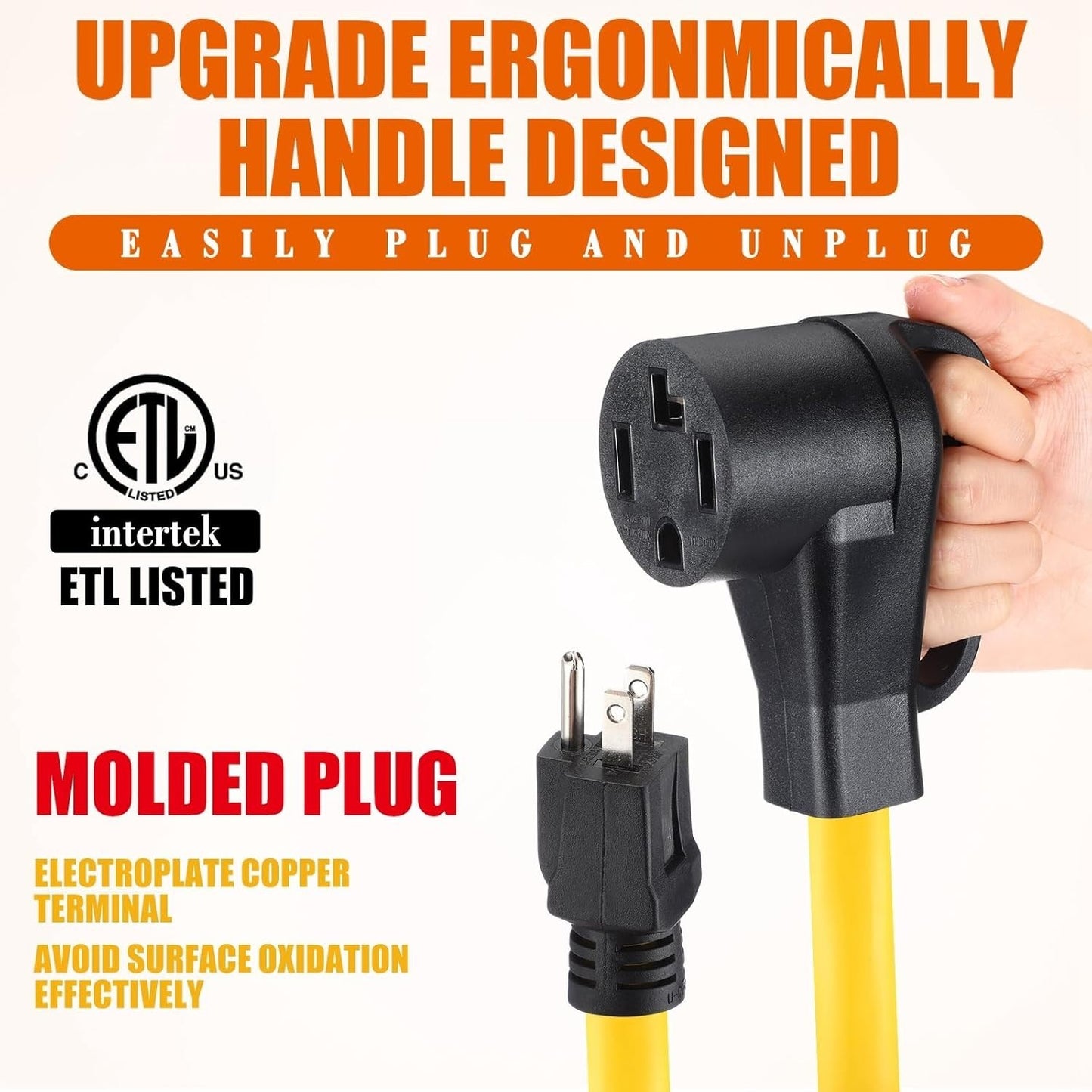 1FT 5-15P to 14-30R Adapter Cord 120V 15A Only – Household Plug to 4-Prong Dryer