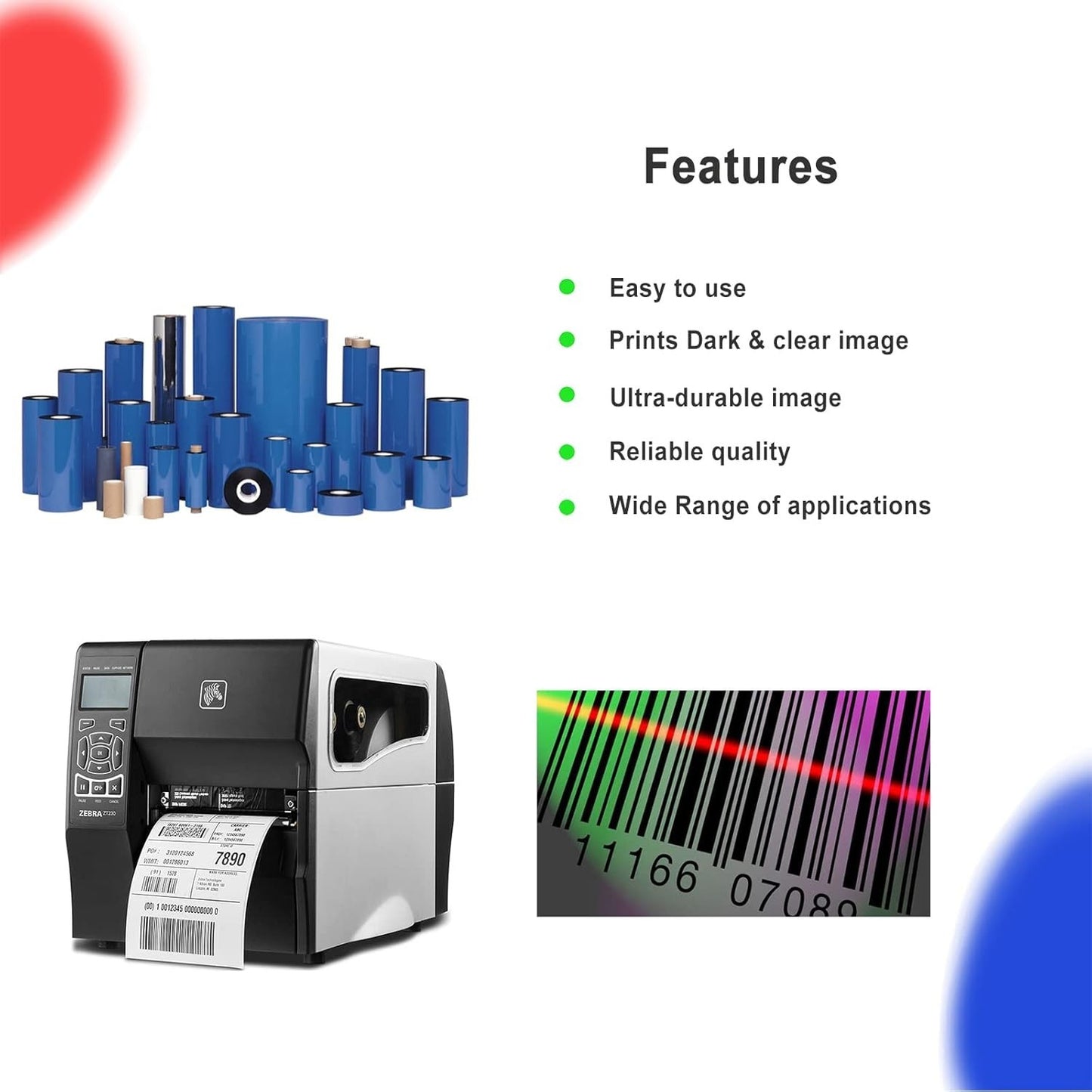 4.33" x 984' Resin-Enhanced Wax Ribbon 110mm x 300m 1" Core CSO for Zebra TSC Go