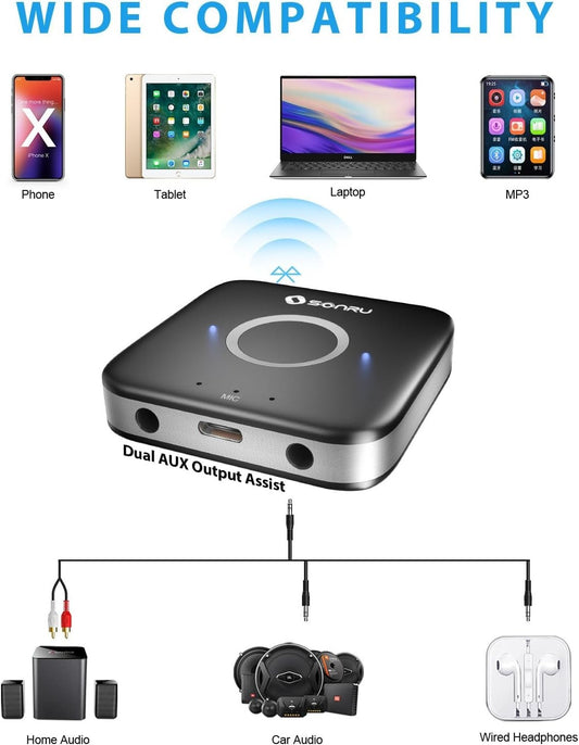 Bluetooth 5.3 Adapter Hi-Fi Equipment for Car Wireless Audio Receiver with 3.5Mm