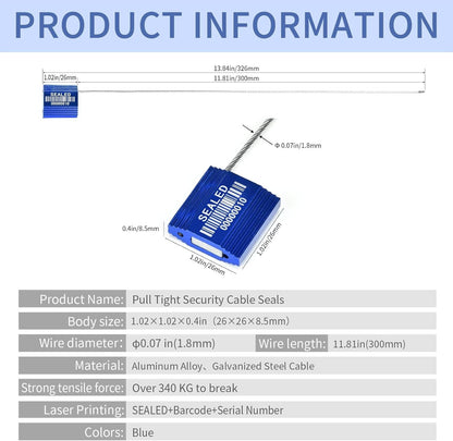 98 Blue High Security Cable Seals With Barcode - ISO 17712