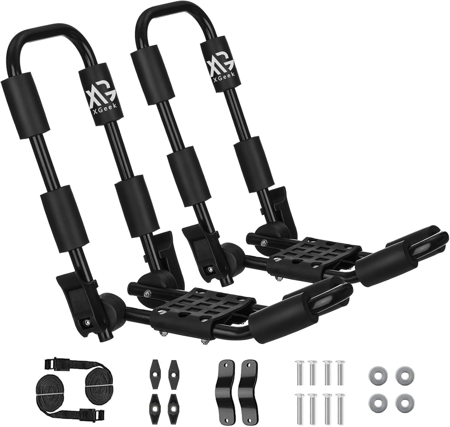 XGeek Foldable Kayak Roof Rack J-Style Carrier for Car SUV Truck 158 lb Capacity