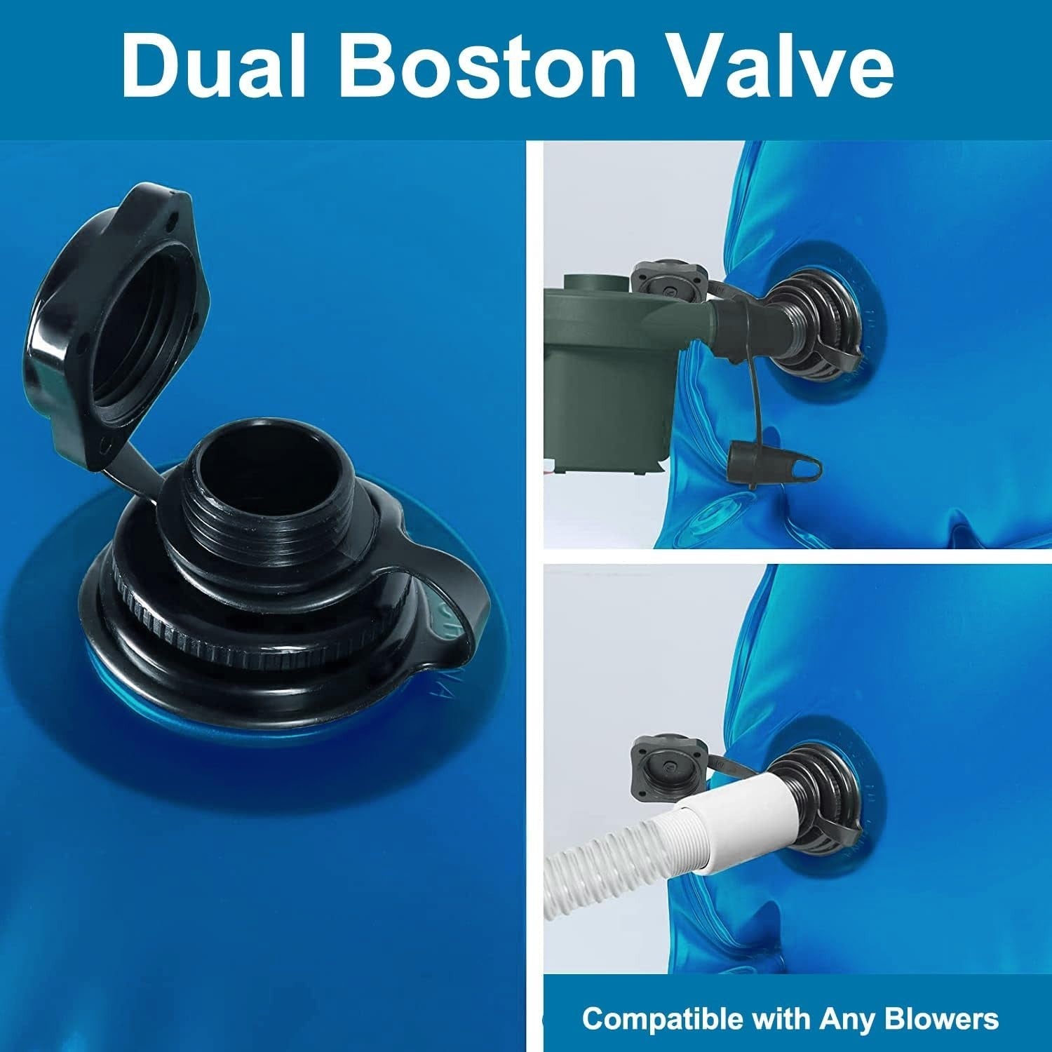 8FT Round Pool Cover Pillow Winterizing Inflatable 0.4mm Heavy Duty w/ Rope Blue