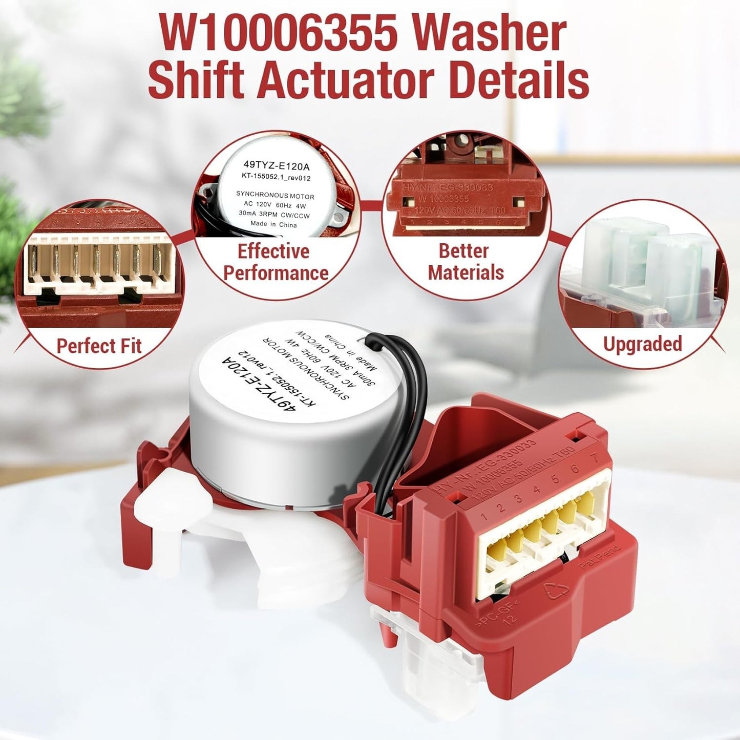 W10006355 Washer Shift Actuator Compatible with Whirlpool, Maytag, Kenmore Washi