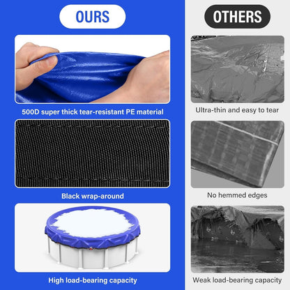 21ft Round Winter Pool Cover 500D Extra Thick Above Ground w Winch Cable