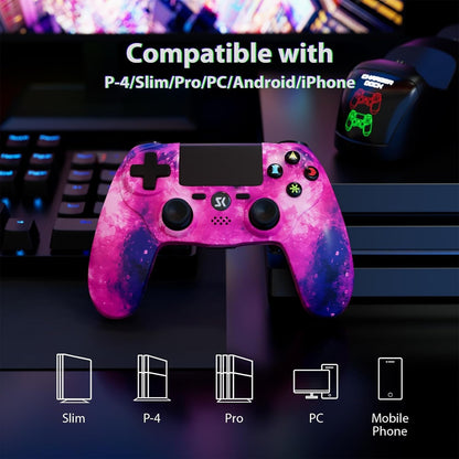 2 Pack Wireless Controllers for PS4/Pro/Slim/PC – Pink & Blue Dual Set