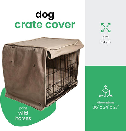 Molly Mutt Dog Crate Cover 36x24x27  Tan Cotton Canvas w/ Roll Up Panels