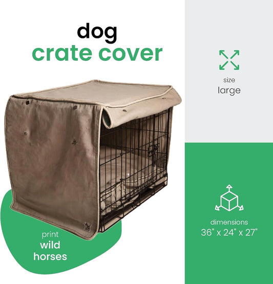 Molly Mutt Dog Crate Cover 36x24x27  Tan Cotton Canvas w/ Roll Up Panels