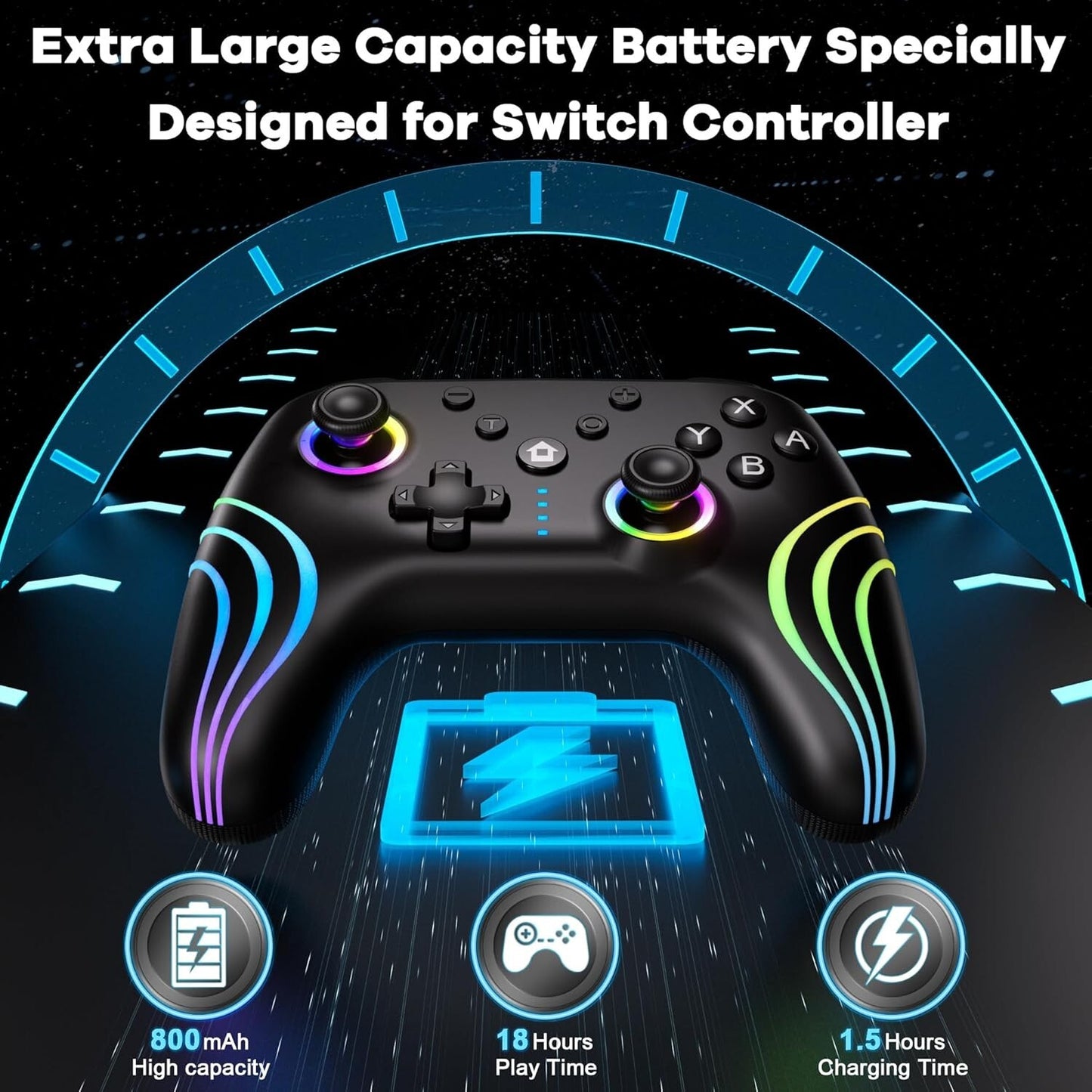 Wireless Gaming Controller Nintendo Switch CX-262 Full RGB Line Breathing LED