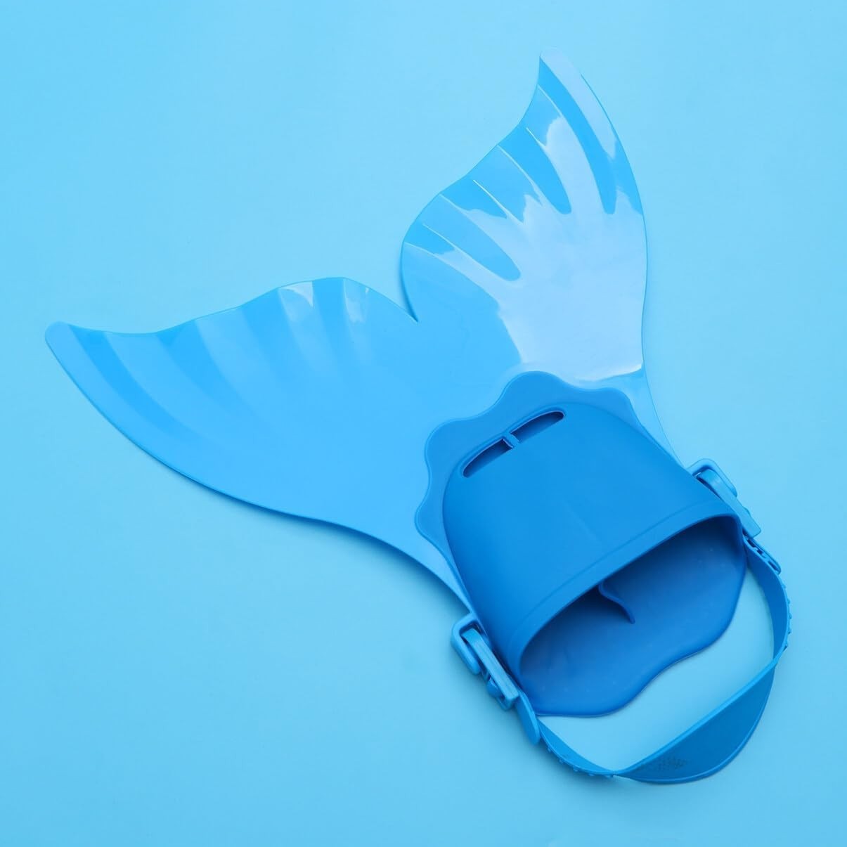 Kids Mermaid Tail Monofin Swimming Flipper – Adjustable Swim Training Fin Blue
