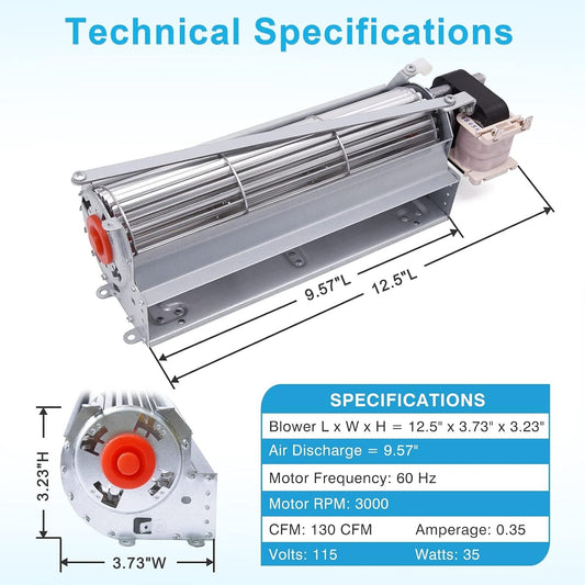 FK12 Fireplace Blower Fan Kit for Majestic, Monessen, Vermont Castings, Lennox