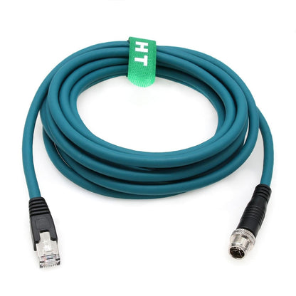 M12 Ethernet 8 Pin X Coded RJ45 CAT7e GigE Cable for Basler Cognex 2 Meters NEW