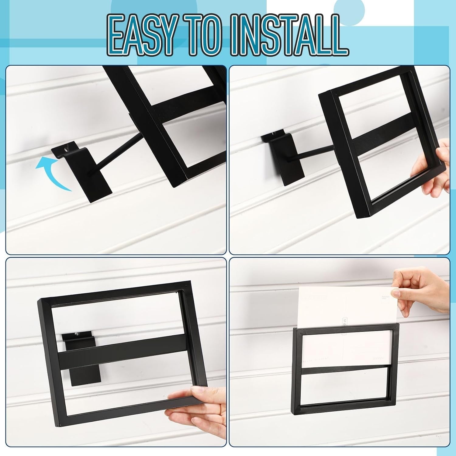 4 Pcs Rectangular Faceout Sign Holders for Slatwall Holds Gridwall Acc. 7"x5.5"