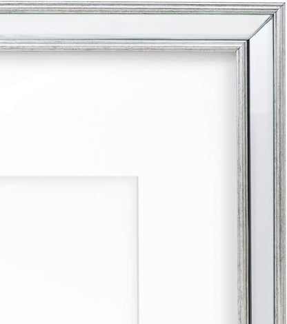 Isaac Jacobs 11x14 Silver Beveled Mirror Frame w/Mat for 8x10 Wall Display
