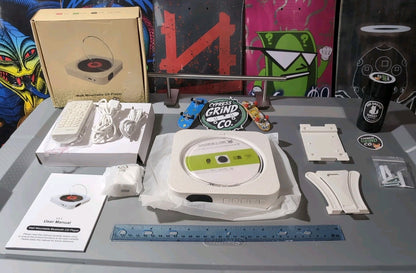 MICOCIOUS Bluetooth CD Player Portable Home Wall Mount FM USB Remote White