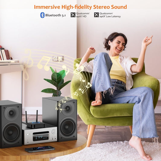 [Upgraded] 1Mii B06Pro Long Range Bluetooth Receiver Hifi Wireless Audio Adapter