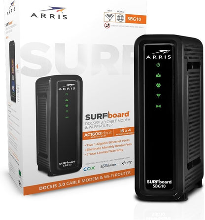 Arris Surfboard AC1600 DOCSIS 3.0 SBG10 Cable Modem Wi-Fi 5 -  New