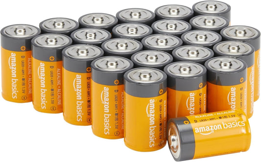 Amazon Basics D Cell Batteries 24 Pack Alkaline 1.5V All Purpose Long Shelf Life