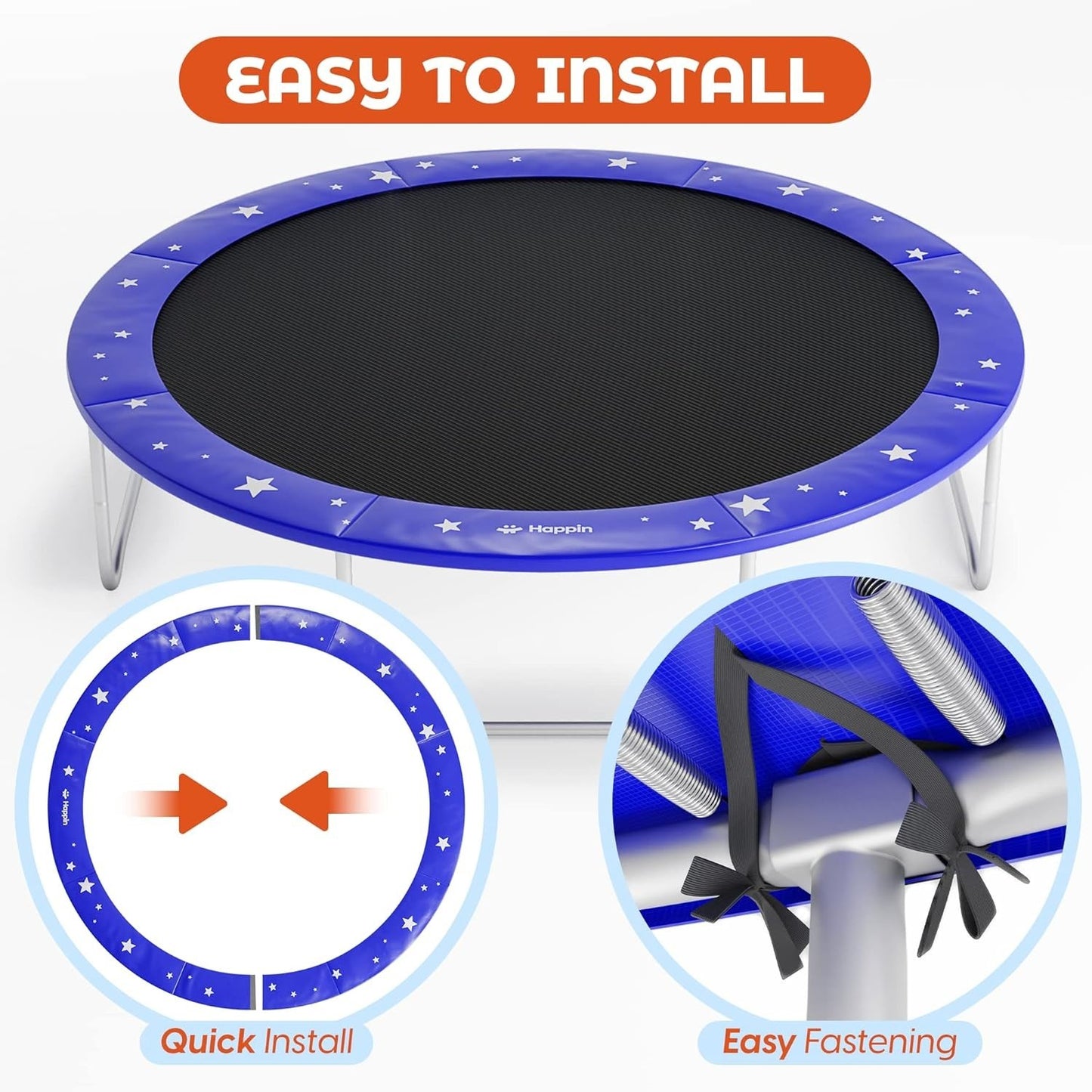 Happin Trampoline Spring Cover Super Thick Waterproof Pad Replacement 14FT Blue