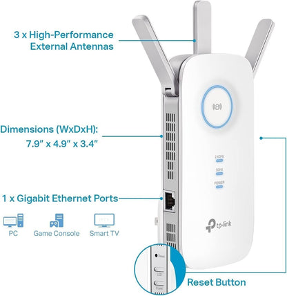 TP-Link RE550 AC1900 WiFi Range Extender – Dual Band Booster w/ Gigabit Port