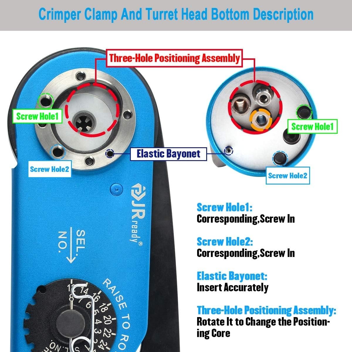 JRready TH343 Turret Head For AS22520/1-01 Series Crimp Tools | DEUTSCH Contacts