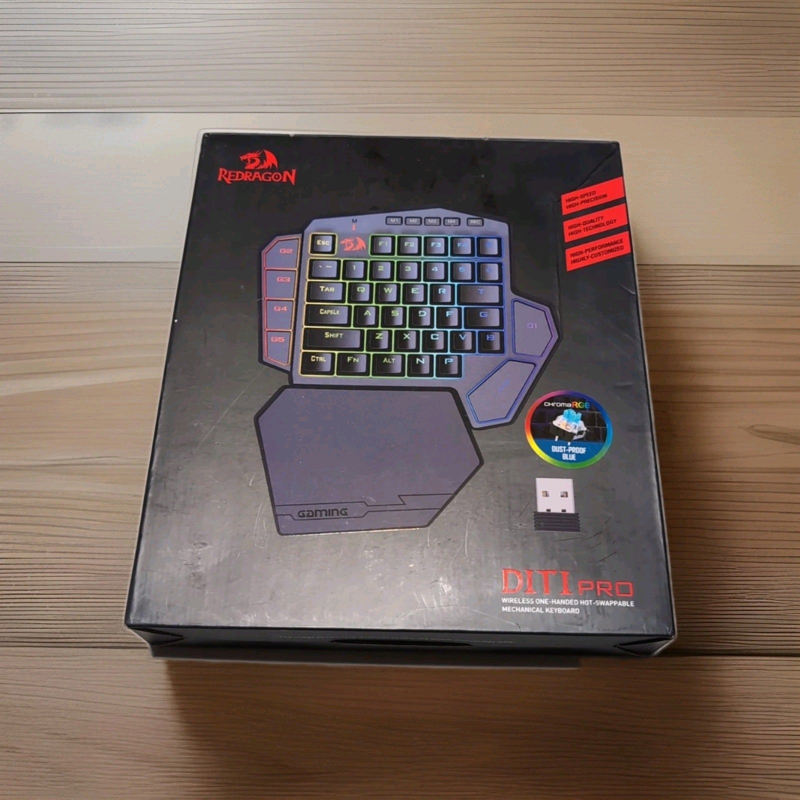 Redragon K585 DITI One-Handed RGB Mechanical Gaming Keyboard Rechargeable Blue