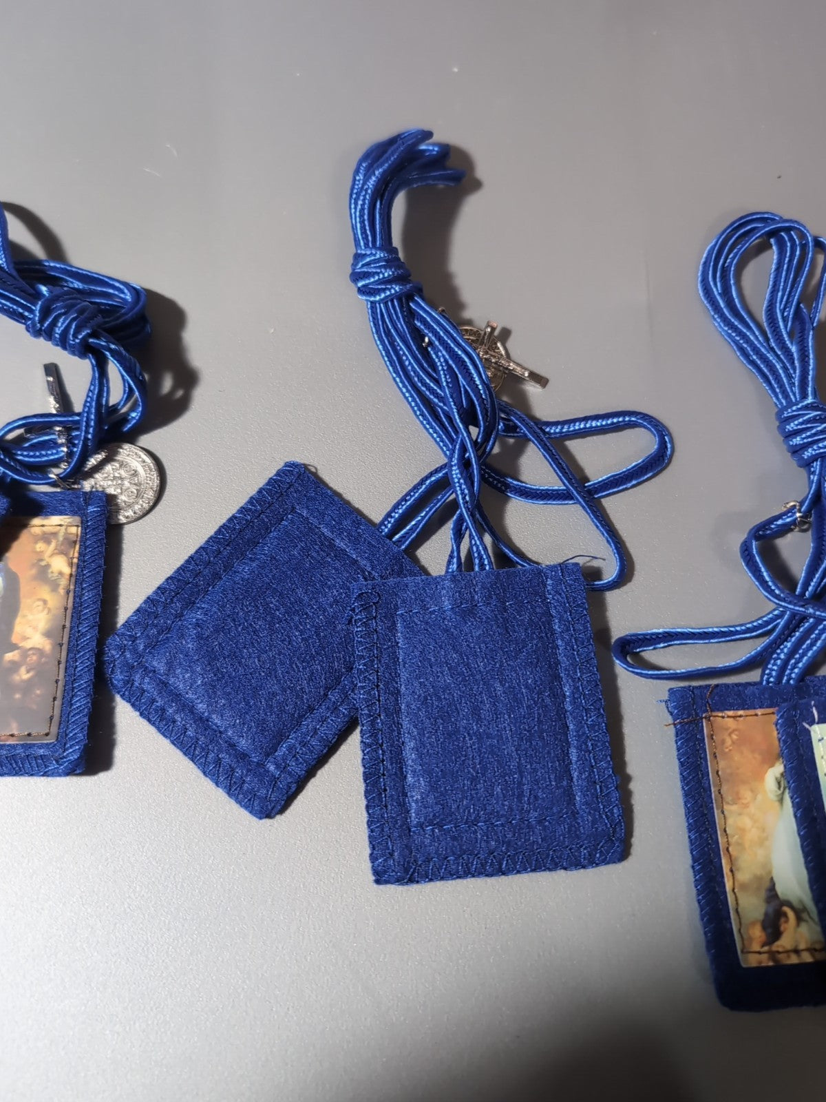 Immaculate Conception Scapulars w/ St Benedict Medal & Crucifix, 7 Pack, 24.5"