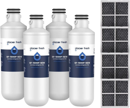 GLACIER FRESH LT1000PC Water & LT120F Air Filter Combo – 4 Pack Compatible